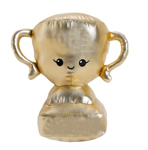 Trofeo di Campionato in Peluche Dorato Metallizzato, Dettagli Ricamati con Sorriso e Maniglia, Peluche Morbido per Regali e Decorazioni per Tutte le Età - Product Image 2