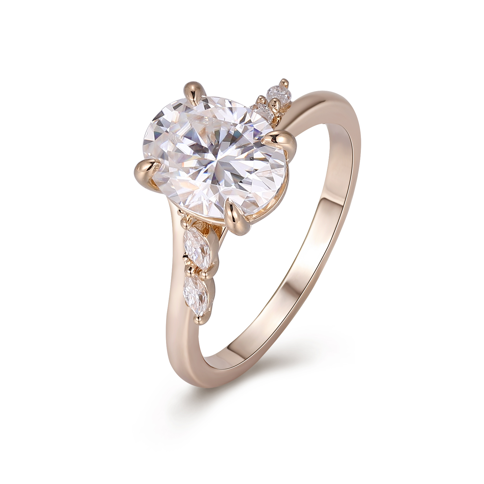 Bague en or jaune 14 carats + diamant moissanite