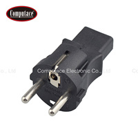 Adaptateur d'alimentation noir CEE 7/7 mâle vers IEC C13 femelle, contact en cuivre droit, 10A 250V pour moniteur PC, téléviseur