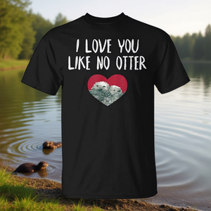 Camiseta Love You Like No Otter con diseño de nutria en forma de corazón, color negro, unisex, talla para adultos - Product Image 3