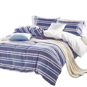 مخصص الكورية شريطية فندق الفراش أربع مجموعات 100% القطن ورقة مسطحة ، غطاء لحاف ، أغطية سرير مع كيس وسادة