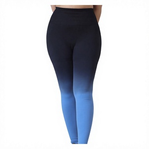 High Waist Full Length Gradient Color <b>Yoga</b> Leggings <b>Plus</b> <b>Size</b> Spandex Polyester Elastic Waist Women <b>Pants</b> - Product Image 1