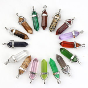 Nature Stone Agate Bead Pendants Jewelry Charms Pointed Healing Reiki <b>Chakra</b> Pendulum for DIY Pendant Necklace Making - Product Image 1