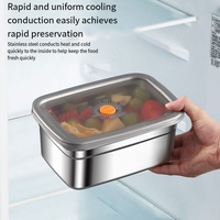 Boîte à lunch en acier inoxydable, scellée avec un couvercle, de qualité alimentaire, épaissie, avec couvercle, compatible réfrigérateur, multi-usage