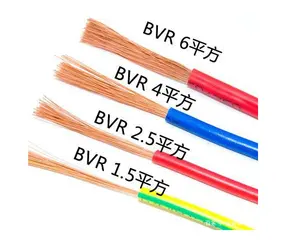 Cable de cobre BV/BVR 15 mm 25mm 4mm 6mm 10mm cableado doméstico cable eléctrico amarillo verde cable flexible