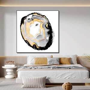Art mural abstrait nordique en porcelaine cristal Décoration intérieure Peinture acrylique UV avec cadre en métal doré Style déco Design suspendu - Product Image 2
