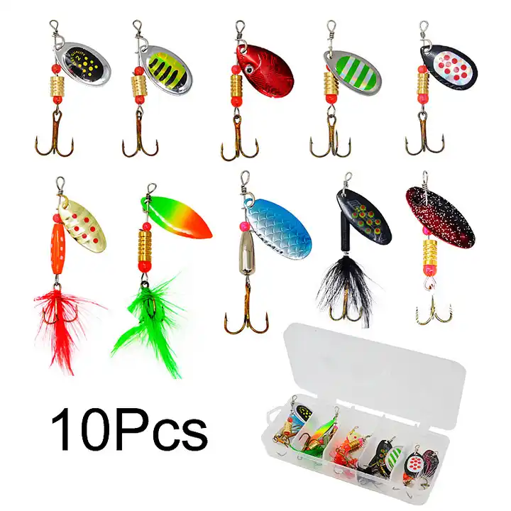 10PCS/Set Fishing Lure Metal Spinner Bait Spinnerbaits Spoon Trout