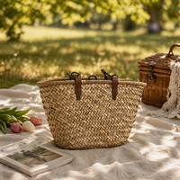 Sac ouvert tressé à la main en paille de plantes aquatiques naturelles 2026, écologique, pour la plage, multi-usages, personnalisable, vente en gros usine