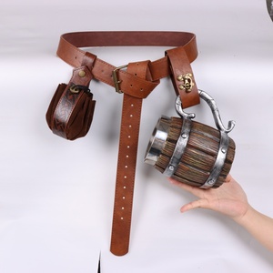 Ceinture médiévale en cuir PU en forme <span class=keywords><strong>de</strong></span> Y avec porte-flacon miniature en bois, pour pirate, voyageur, Renaissance, LARP, cosplay - Product Image 3