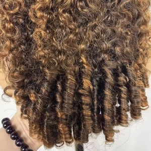 13x6 Burmese Curly Highlight Wig Human <strong>Hair</strong> Lace Frontal Wigs Spiral #P4/27 Brown Roots Transparent Lace Front Wigs for Women - Product Image 4