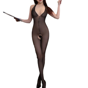 Lencería Erótica Desgarrable, Medias Negras sin Entrepierna, Bodystocking Sexy con Abertura en la Entrepierna, Traje de Una Pieza, Ropa Interior Erótica, Disfraces Sexuales - Product Image 1