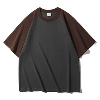 Kaos Pria Wanita Kasual Musim Panas Warna Solid Model Longgar Aksen Patchwork Lengan Pendek Ukuran Besar
