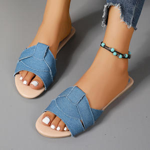 <span class=keywords><strong>Sandalias</strong></span> Planas Cruzadas para Mujer Tallas Grandes 2026 Novedad Color Sólido Verano Casual Zapatillas Anchas para Dama Venta al por Mayor - Product Image 3