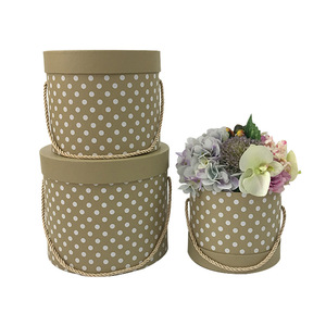 Nuovo round dot set di tre <span class=keywords><strong>fiori</strong></span> di carta di caramella contenitore di regalo scatola rosa bouquet pacchetto <span class=keywords><strong>fiori</strong></span> - Product Image 3