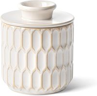 Pot à beurre en céramique avec ligne de niveau d'eau et couvercle, pour beurre mou ou onctueux, idéal pour le comptoir de cuisine
