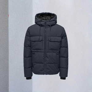 Veste d'hiver à capuche en laine écologique à col en V pour homme, avec fermeture éclair et boutons, vente en gros, très demandée - Product Image 3