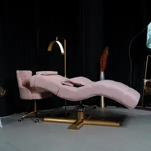 Modern lüks altın taban kaldırma kirpik yatak güzellik salonu için ışık ile güzellik masaj yatağı