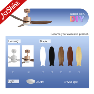 Ventilateur de plafond 1stshine personnalisé de 52 pouces avec télécommande, en plastique, pour appartement, lumière à intensité variable - Product Image 4