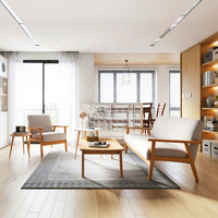 En gros Canapé En Bois Rembourré Rentable Salle À Manger Fauteuil Lin Chaise Canapé Ensemble Meubles Pour Salon