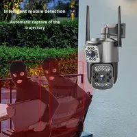 Ev Wifi 4MP Çift Lensli Güvenlik Ip Kamerası Sim Kartlı Dış Mekan Su Geçirmez CCTV İnsan Algılama Özellikli Bullet Ptz Ağ Kamerası