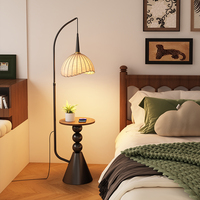 Lampe sur pied LED E27 de luxe moderne unique de style chinois, en fer avec abat-jour en tissu, design suspendu en arc, pour hôtel