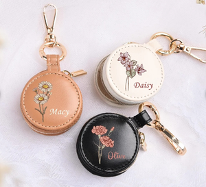 Estuche de Joyería Redondo Mini de Cuero PU con Cremallera para Collares y Pendientes, Bolsa de Viaje de Cuero sin Borlas - ¡Gran Oferta! - Product Image 1