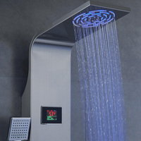 SUS304 Panneau de douche épaissi de haute qualité Système de douche Salle de bain Acier inoxydable LED Cascade Colonne de douche murale