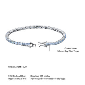 Pulsera de Cadena Aivenchy, Lujosa, con Piedra de Topacio Azul Cielo <span class=keywords><strong>Nano</strong></span> de 3 mm, para <span class=keywords><strong>Mujer</strong></span>, Plata de Ley S925, Baño de Rodio, Estilo <span class=keywords><strong>Tenis</strong></span> - Product Image 5