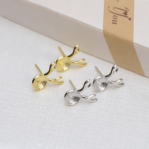 ต่างหูเงินแท้ S925 รูปผีเสื้อ ดีไซน์ไม่สมมาตร สำหรับทำต่างหูมุก DIY สำหรับผู้หญิง ต่างหูแฟชั่นแบบกึ่งสำเร็จรูป - Product Image 2