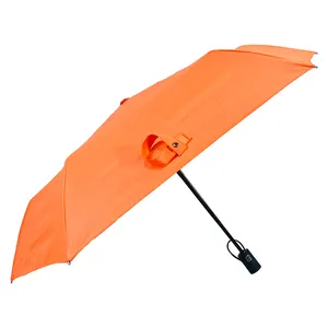 OVIDA 3 폴드 6 립 미니 자동 우산 블랙 UV 코팅 맞춤형 로고 파라솔