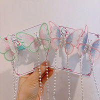 2024 nouveautés coréen Hanfu longs arcs de cheveux en cristal avec pinces pour filles accessoires de cheveux pinces à papillon avec gland enfants