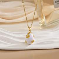 Collier en acier inoxydable plaqué or 18 carats avec pendentif œuf de Pâques géométrique effet goutte d'huile et zircon, chaînes et accessoires pour femmes, vente en gros