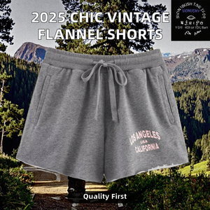 Pantalones Cortos Casuales de Cintura Alta con Cordón para Mujer, Primavera 2025, Estilo Vintage Chic, Nuevos Bermudas de Franela con Estampado a la Moda para Mujer - Product Image 3