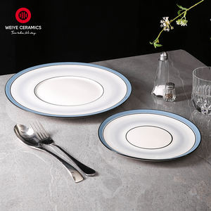 WEIYE יוקרה צלחת עגולה כחול לבן עיצוב מכירות חמות ערכות צלחות קרמיקה כלי אוכל פורצלן איטלקי - Product Image 4