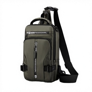 Bolsa de Pecho Resistente para Hombre, con Logotipo Personalizado, Diseño Moderno para Viajes al Aire Libre, Impermeable, de Nailon, con Cierre de Cremallera Anti-Robo y Puerto USB, para Todas las Temporadas - Product Image 1