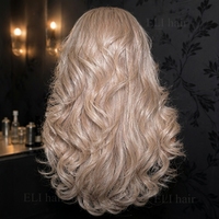 Perruque Lace Front HD 13x4 Blond Cendré Sans Colle, Cheveux Humains Brésiliens Vison, Ondulée, Cuticules Alignées