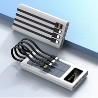 Power Bank Tenaga Surya Multifungsi dengan 4 Kabel USB Pengisi Daya Darurat untuk Perjalanan dan Ponsel di Luar Ruangan