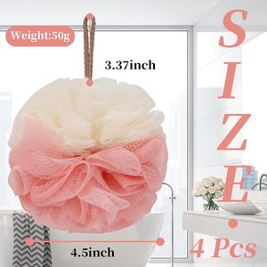 Lightweight 50g Long Simple Exfoliating <b>Shower</b> <b>Puffs</b> Colorful Customized PE Ball Loofah Sponge Certified Bath Sponge - Product Image 2