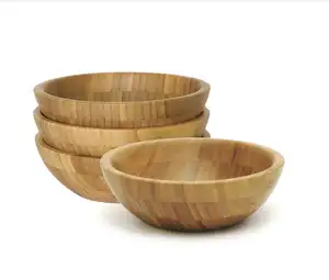 2024 High Quality Large Bamboo Salad Bowl Bamboo Serving Bowl For Fruit