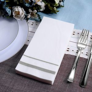 Leinen-Textur Luftdurchlässige 1-lagige Servietten aus Frischholzfasern im Beutel, 4-fach gefaltet, Siebdruck, robust, weich, kein Papierschrott, 100 Stück - Product Image 3