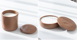 Custom Logo Embossed Porcelain <b>Candle</b> Holder Bowl Ceramic Brown <b>Large</b> Capacity <b>Candle</b> Jar for Home Decor - Product Image 5