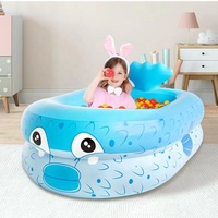 Piscine gonflable en PVC pour bébé de 1 à 6 ans Jouet pour la maison des enfants-Conception de tambour à air pliable Fish & Ocean Ball Wave