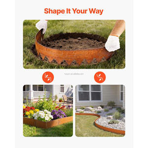 Bordure de jardin en acier Corten, lot de 6, 40 x 6 pouces, métal pliable avec 8 plaques de connexion, plaque décorative pour l'aménagement paysager - Product Image 3
