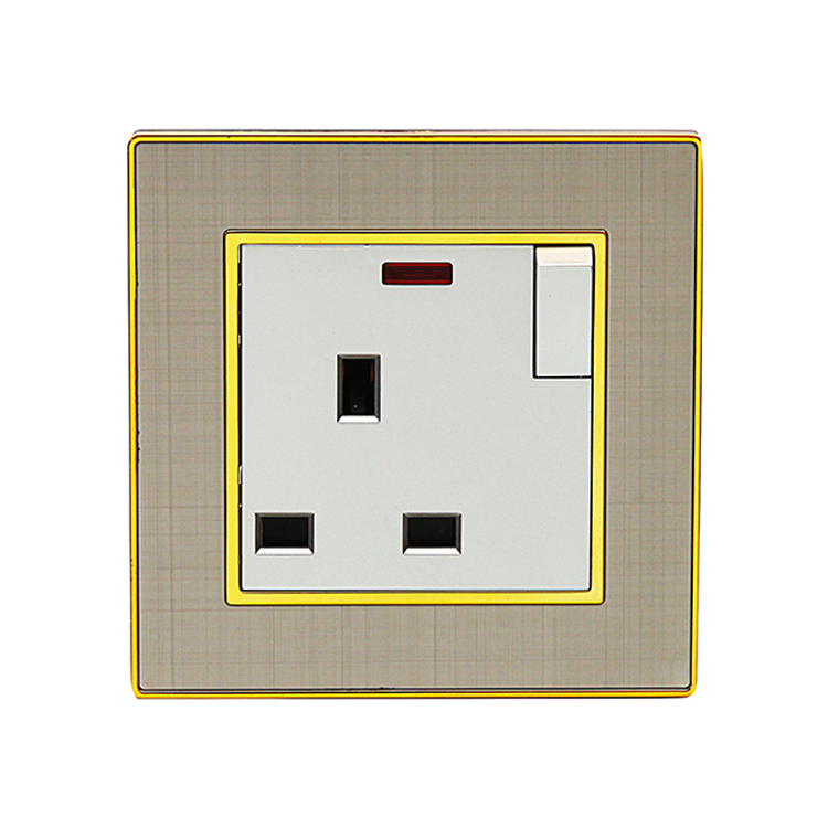 VNX Factory Hot Selling UK Standard 13A Stainless Steel Wire Drawing Wall Socket for Home