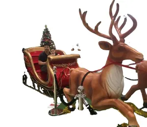 Large Fiberglass Santa Sleigh Decoration for Outdoor Christmas Picture Taking Decoration Supplies