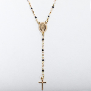Collana con rosario in acciaio inossidabile stile italiano con Saint Benedict e San <span class=keywords><strong>Judas</strong></span> placcato oro 18K catena di perline croce regalo cattolico - Product Image 3