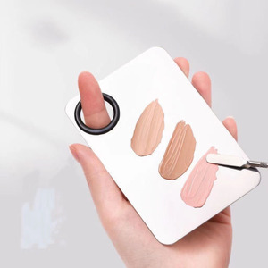 Stainless Steel Makeup Palette With Spatula For <b>Foundation</b> Mixing And Color Sticks Beauty Tool - Product Image 3