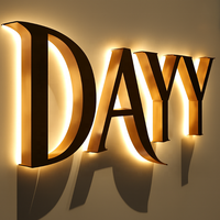Benutzer definierte OEM Miroir LED 3D Kanal Buchstaben Gold Edelstahl beleuchtete Schild Schild für Outdoor Salon Logo & Shop front