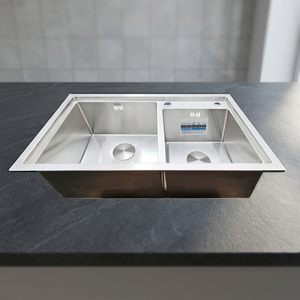 Modern Double Bowl Stainless Steel <b>Kitchen</b> <b>Sink</b> Commercial Grade SUS304 Handmade <b>Sink</b> for Home Restaurant Use - Product Image 1