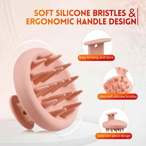 Silicone <b>Scalp</b> Massager Paddle Shampoo <b>Brush</b> with Soft Silicone Bristles Waterproof Hair Scrubber - Product Image 2